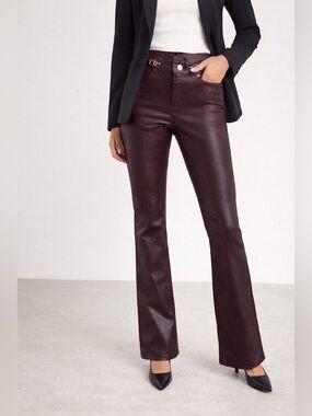 White House Black Market Coated Horsebit Bootcut Pants Black Cherry NWT